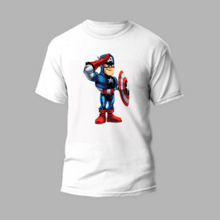 white round neck t-shirt caption america