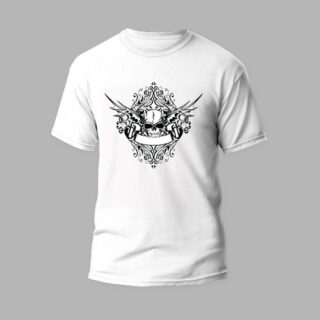 white round neck t-shirt with skull design 3